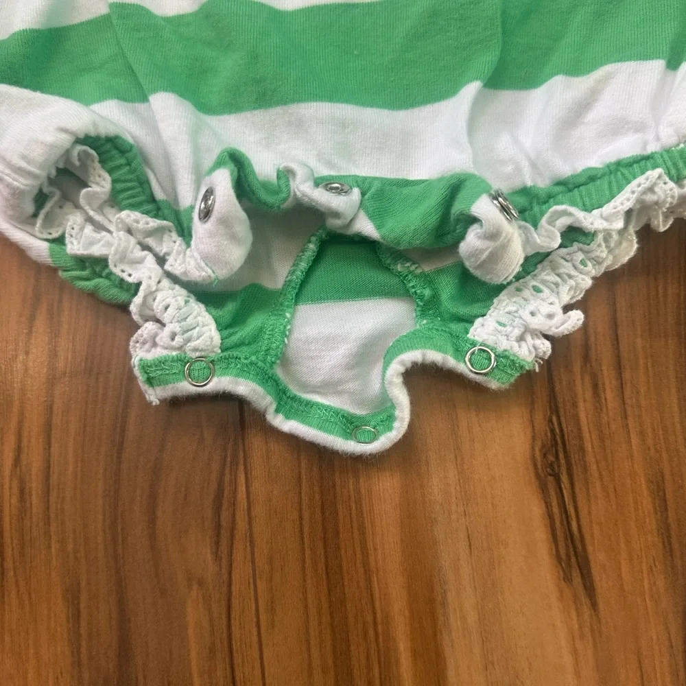 Ralph Lauren Green and White Striped Diaper Cover